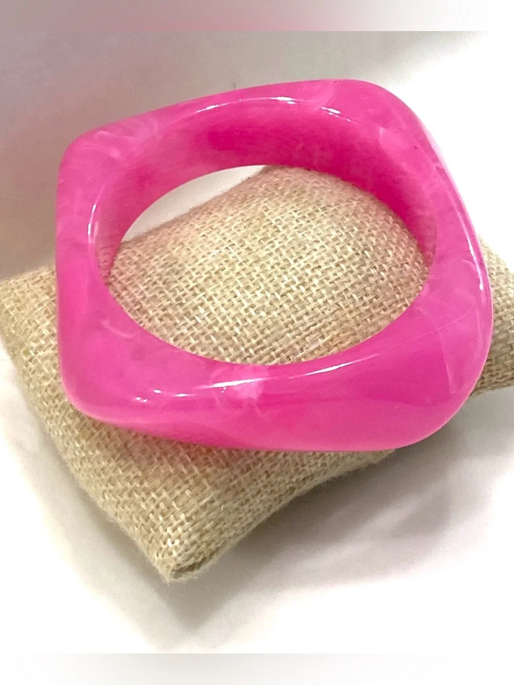 Bright Pink Women's Square-Edge Bangle Bracelet